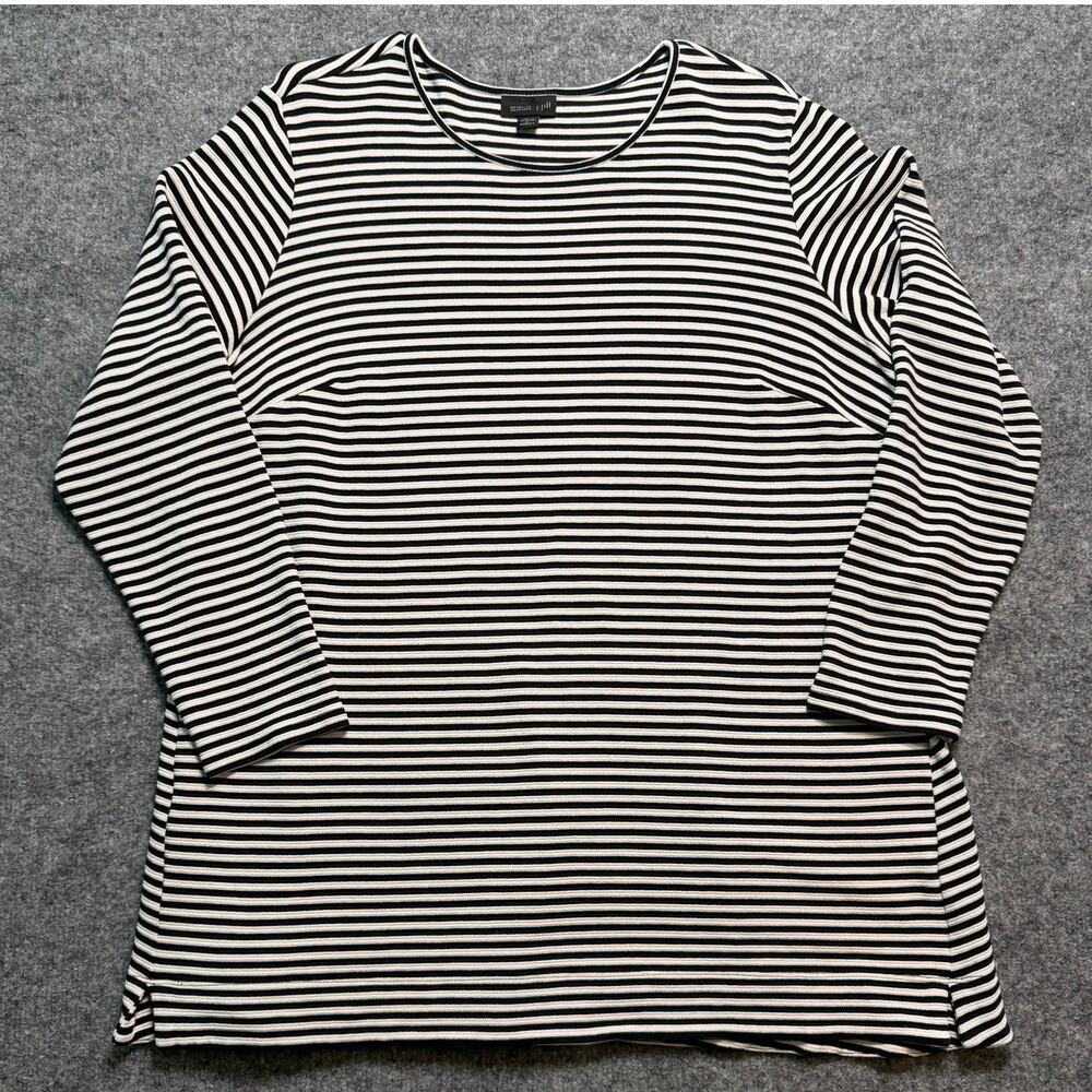 J. Jill‎ Wearever Black White Striped Long Sleeve Top 1X Plus
